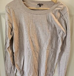 Express Tan Women's Crew Neck Sweater With Rhinestone Accents